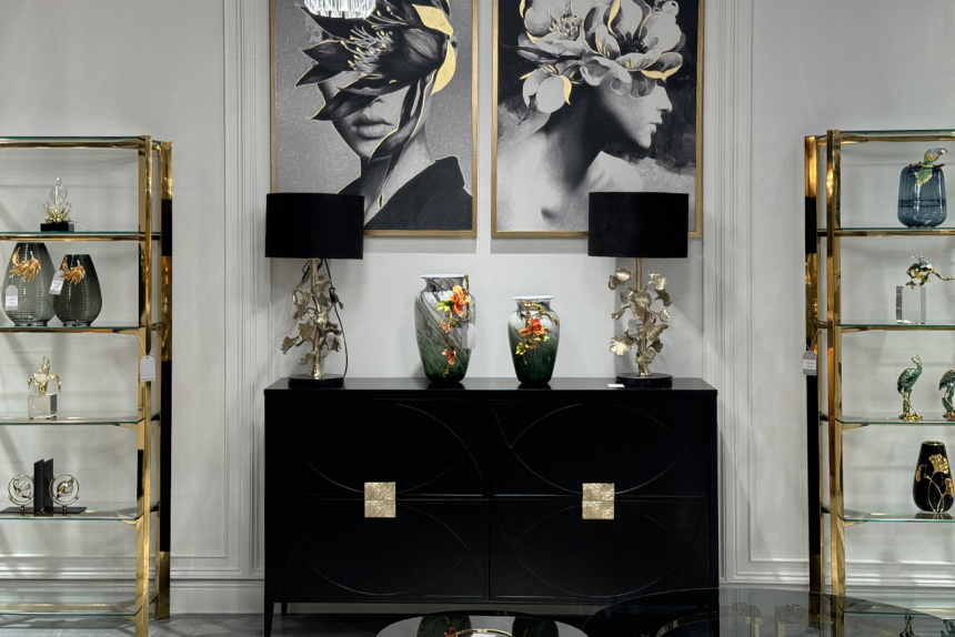 Комод 151SV-00001, с четырьмя ящиками, черный