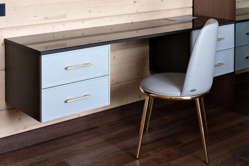 Стул 76AR-24005, мягкий, экокожа, бежевый / золото 