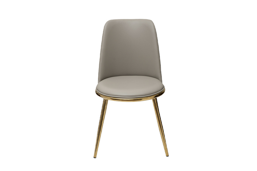 Стул 76AR-24005, мягкий, экокожа, бежевый / золото