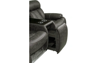 Диван прямой Азалия, электрореклайнер, двухместный, Стайл 04 / Эбен / Контрастная отстрочка