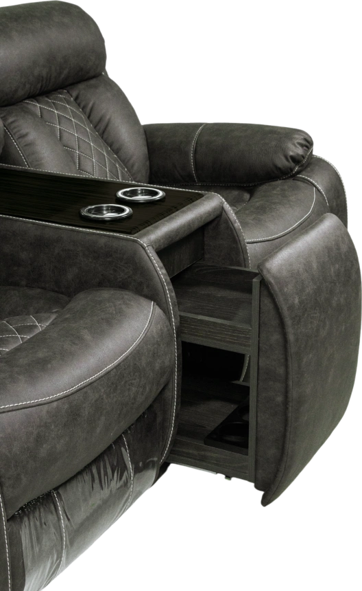 Диван прямой Азалия, электрореклайнер, двухместный, Стайл 04 / Эбен / Контрастная отстрочка