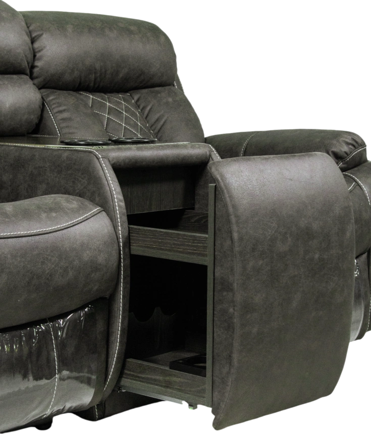 Диван прямой Азалия, электрореклайнер, двухместный, Стайл 04 / Эбен / Контрастная отстрочка