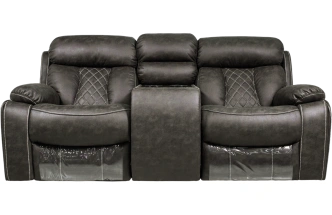 Диван прямой Азалия, электрореклайнер, двухместный, Стайл 04 / Эбен / Контрастная отстрочка