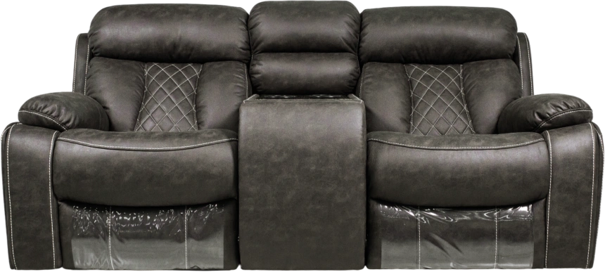 Диван прямой Азалия, электрореклайнер, двухместный, Стайл 04 / Эбен / Контрастная отстрочка