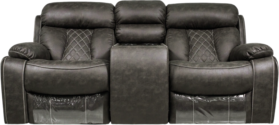 Диван прямой Азалия, электрореклайнер, двухместный, Стайл 04 / Эбен / Контрастная отстрочка