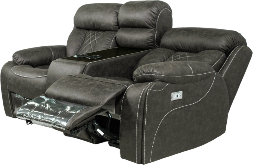 Диван прямой Азалия, электрореклайнер, двухместный, Стайл 04 / Эбен / Контрастная отстрочка