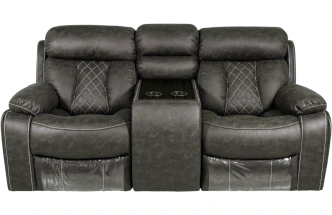 Диван прямой Азалия, электрореклайнер, двухместный, Стайл 04 / Эбен / Контрастная отстрочка