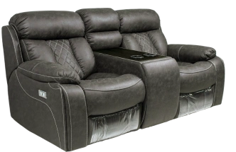 Диван прямой Азалия, электрореклайнер, двухместный, Стайл 04 / Эбен / Контрастная отстрочка