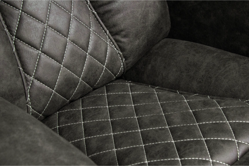 Диван прямой Азалия, электрореклайнер, двухместный, Стайл 04 / Эбен / Контрастная отстрочка