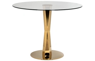 Обеденный стол GY-18074, стекло, прозрачный / золото