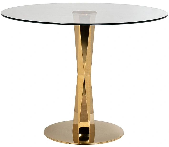 Обеденный стол GY-18074, стекло, прозрачный / золото