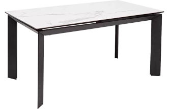 Кухонный стол раздвижной Cremona 140, Matte Statuario Белый мрамор матовый, керамика, черный каркас