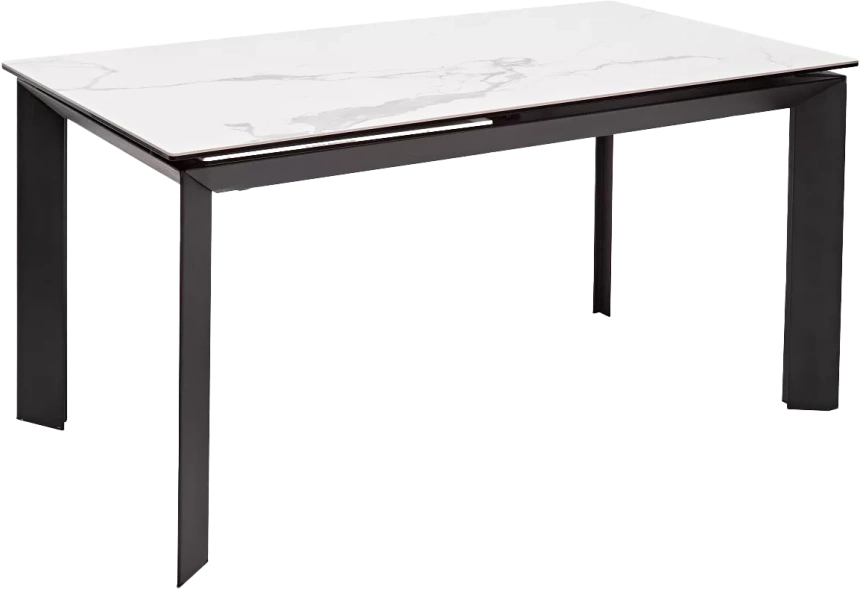 Кухонный стол раздвижной Cremona 140, Matte Statuario Белый мрамор матовый, керамика, черный каркас