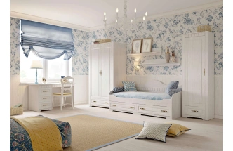 Гарнитур для детской Прованс, композиция 1, бодега белая / патина премиум