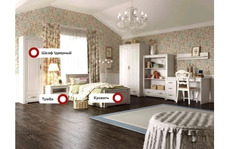 Гарнитур для детской Прованс, композиция 1, бодега белая / патина премиум