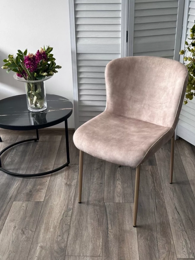 Стул Matteo, мягкий, Beige color-021, велюр, золотой каркас