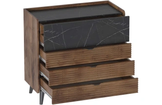 Комод Браун, 4 ящика, таксония / мрамор неро маркина