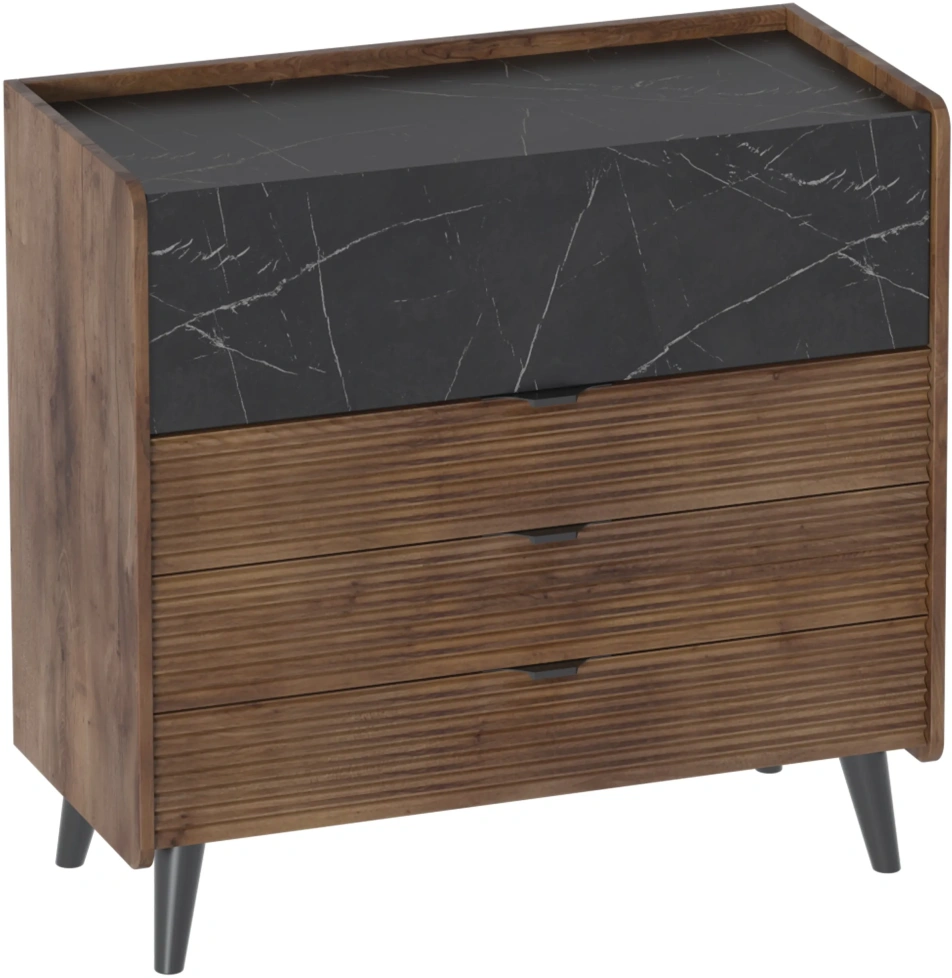 Комод Браун, 4 ящика, таксония / мрамор неро маркина