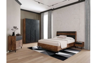 Комод Браун, 4 ящика, таксония / мрамор неро маркина