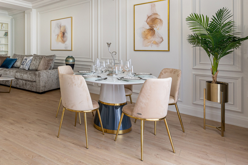 Стул 76AR-24GOLD, мягкий, велюр, бежевый / золото 