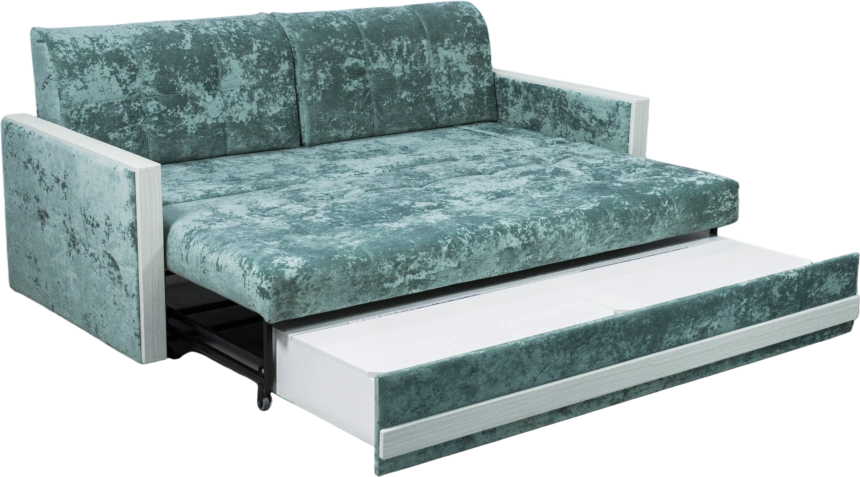 Диван прямой Адель 2, Plush dusty green, декор Рамух белый