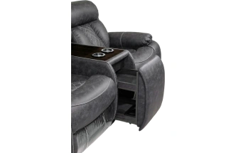 Диван прямой Азалия, электрореклайнер, двухместный, Стайл 17 / Эбен / Контрастная отстрочка