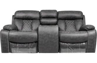 Диван прямой Азалия, электрореклайнер, двухместный, Стайл 17 / Эбен / Контрастная отстрочка