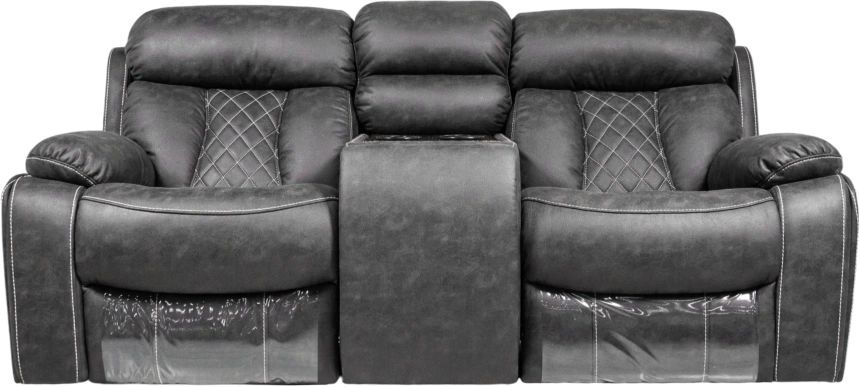 Диван прямой Азалия, электрореклайнер, двухместный, Стайл 17 / Эбен / Контрастная отстрочка