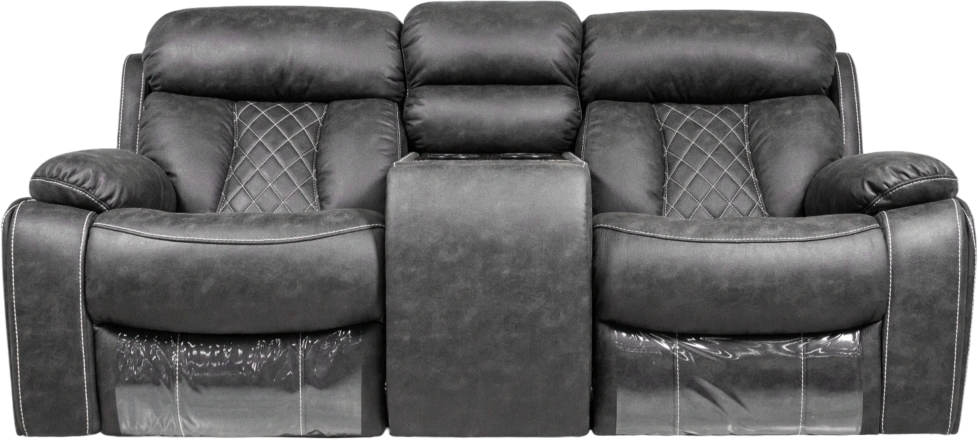 Диван прямой Азалия, электрореклайнер, двухместный, Стайл 17 / Эбен / Контрастная отстрочка