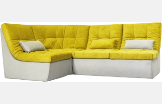 Диван угловой София 2 с кресельной частью, Catania lemon, Catania smoke, с задней тканью
