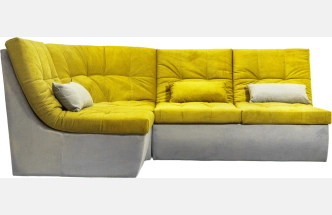 Диван угловой София 2 с кресельной частью, Catania lemon, Catania smoke, с задней тканью