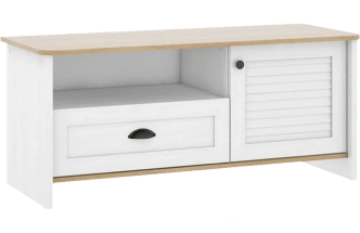 Тумба под ТВ Тифани, с полками и ящиком, Дуб небраска / Белый