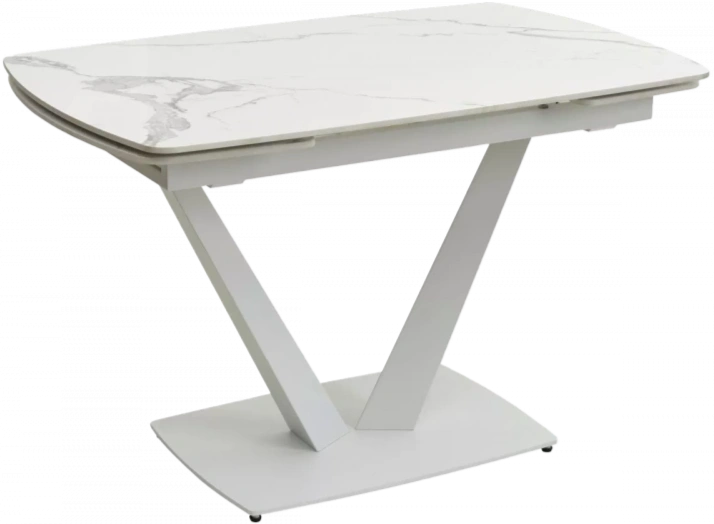 Кухонный стол раздвижной Alatri 120, Gloss Statuario White Solid Ceramic, White