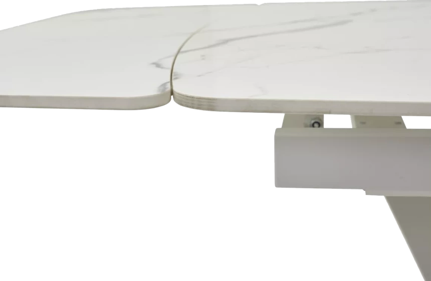 Кухонный стол раздвижной Alatri 120, Gloss Statuario White Solid Ceramic, White
