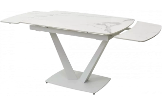 Кухонный стол раздвижной Alatri 120, Gloss Statuario White Solid Ceramic, White