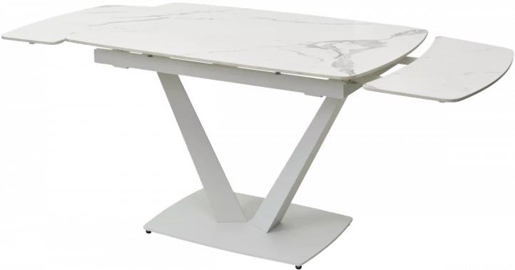 Кухонный стол раздвижной Alatri 120, Gloss Statuario White Solid Ceramic, White