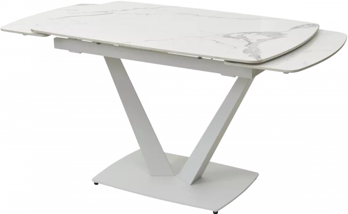 Кухонный стол раздвижной Alatri 120, Gloss Statuario White Solid Ceramic, White