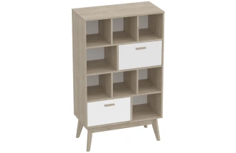 Модульная гостиная Калгари 3, дуб натуральный светлый / белый матовый