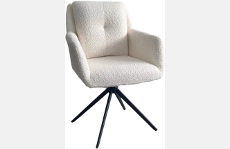 Стул Meadow, мягкий, поворотный, белый XD841-01, букле, черный каркас