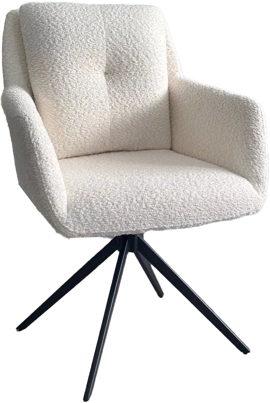 Стул Meadow, мягкий, поворотный, белый XD841-01, букле, черный каркас