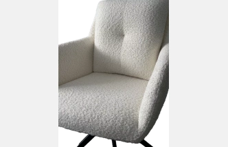 Стул Meadow, мягкий, поворотный, белый XD841-01, букле, черный каркас