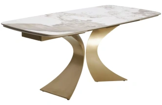 Обеденный раздвижной стол Matias 180, Gloss Luxury Pandora Solid Ceramic, шампань