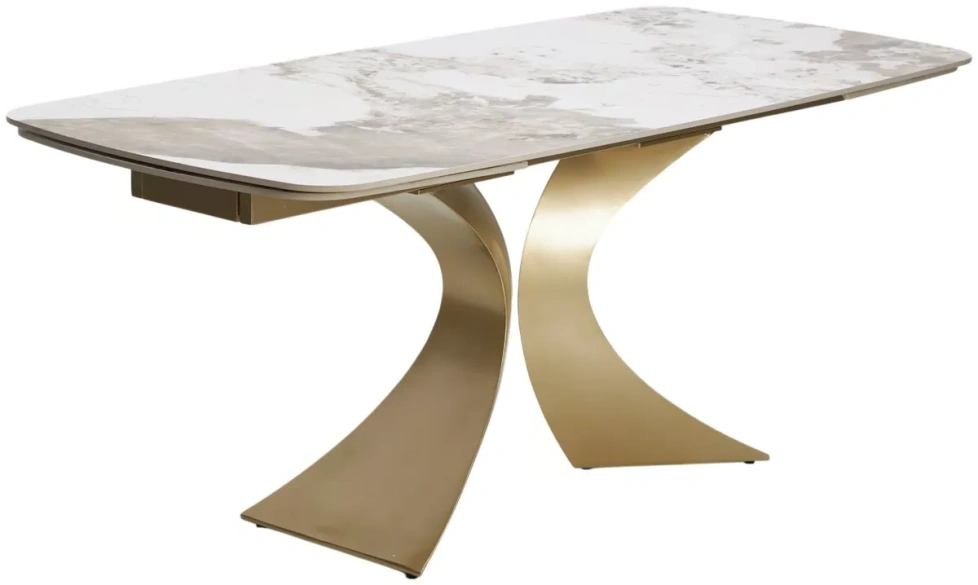 Обеденный раздвижной стол Matias 180, Gloss Luxury Pandora Solid Ceramic, шампань