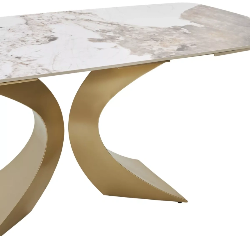 Обеденный раздвижной стол Matias 180, Gloss Luxury Pandora Solid Ceramic, шампань