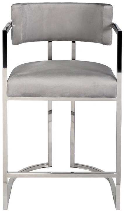 Барный стул 76AR-60337, велюр, серый / хром 