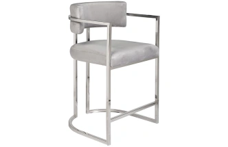 Барный стул 76AR-60337, велюр, серый / хром 