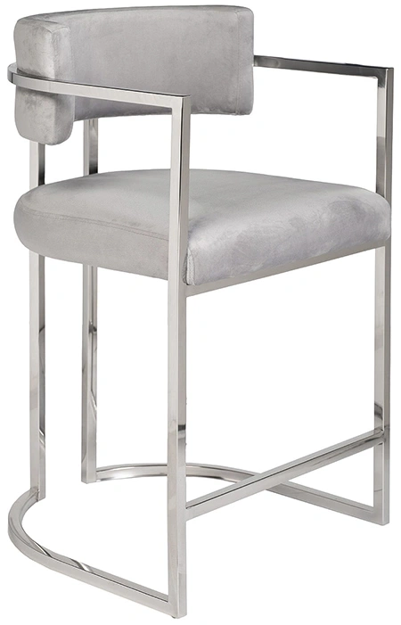 Барный стул 76AR-60337, велюр, серый / хром 
