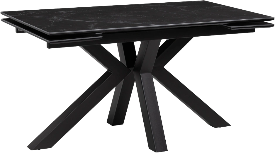 Кухонный обеденный раздвижной Бронхольм, 140(200), керамика, черный мрамор, каркас черный