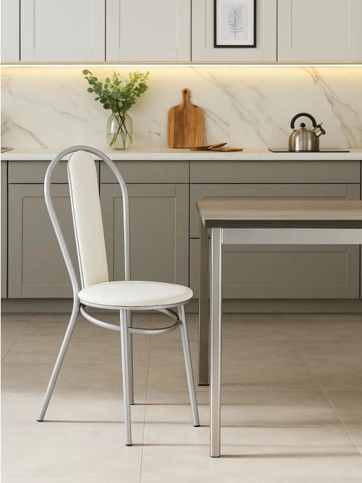 Стул кухонный Lamniel, косое кольцо, белый полимер / светлый мусс