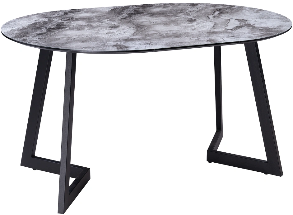 Кухонный раздвижной стол Алингсос, 100(140)x100x76, черная шагрень / мрамор серый